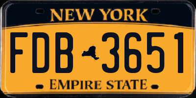 NY license plate FDB3651