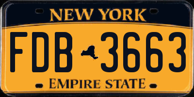 NY license plate FDB3663