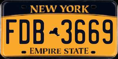 NY license plate FDB3669