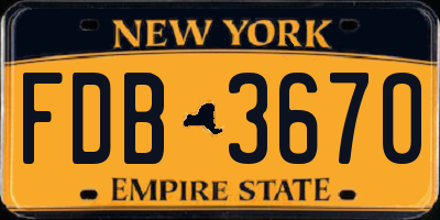 NY license plate FDB3670
