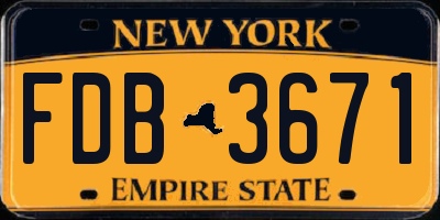 NY license plate FDB3671