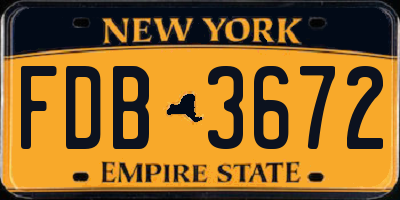 NY license plate FDB3672