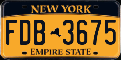 NY license plate FDB3675