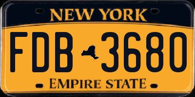 NY license plate FDB3680