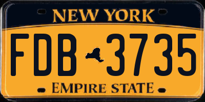 NY license plate FDB3735