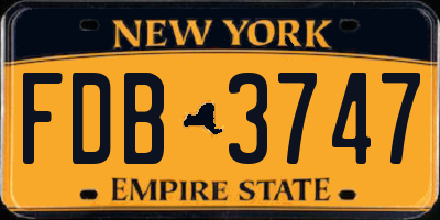 NY license plate FDB3747