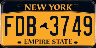 NY license plate FDB3749