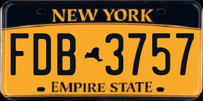 NY license plate FDB3757