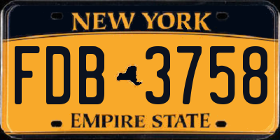 NY license plate FDB3758