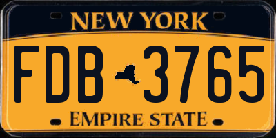 NY license plate FDB3765