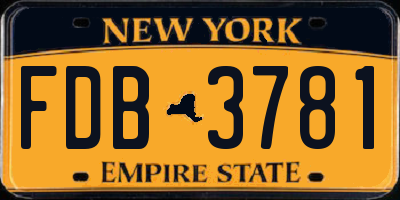 NY license plate FDB3781