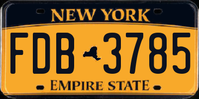 NY license plate FDB3785