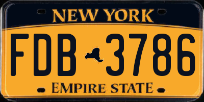 NY license plate FDB3786