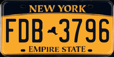 NY license plate FDB3796