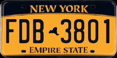 NY license plate FDB3801