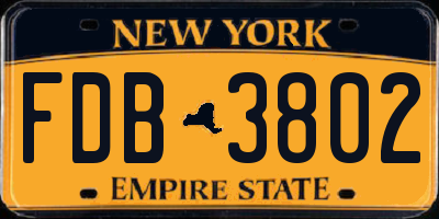 NY license plate FDB3802