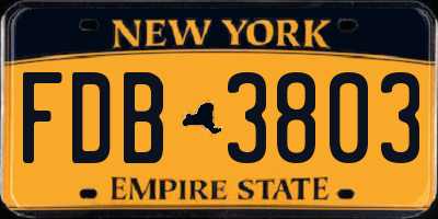 NY license plate FDB3803
