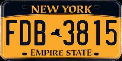 NY license plate FDB3815