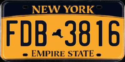 NY license plate FDB3816
