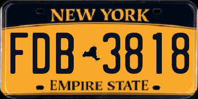 NY license plate FDB3818