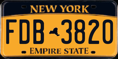 NY license plate FDB3820