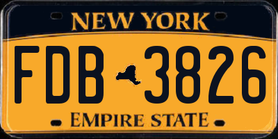 NY license plate FDB3826
