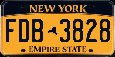NY license plate FDB3828