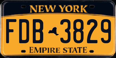 NY license plate FDB3829