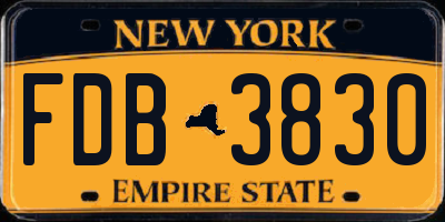 NY license plate FDB3830