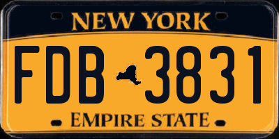 NY license plate FDB3831