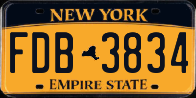 NY license plate FDB3834