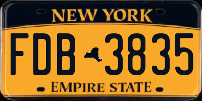 NY license plate FDB3835