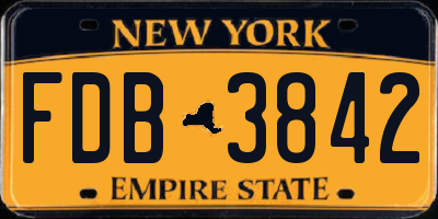 NY license plate FDB3842