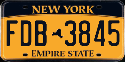 NY license plate FDB3845