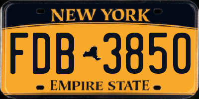 NY license plate FDB3850