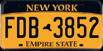 NY license plate FDB3852