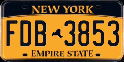 NY license plate FDB3853