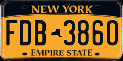 NY license plate FDB3860