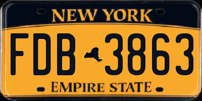 NY license plate FDB3863