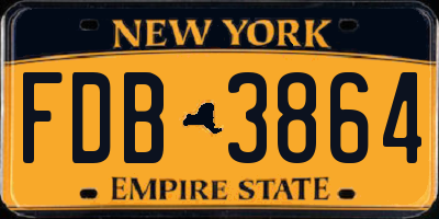 NY license plate FDB3864