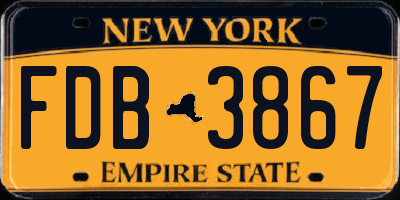 NY license plate FDB3867