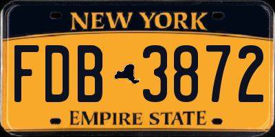 NY license plate FDB3872