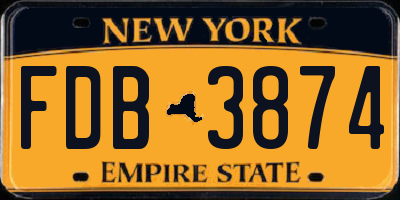 NY license plate FDB3874