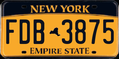 NY license plate FDB3875