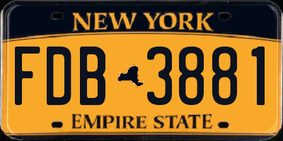 NY license plate FDB3881