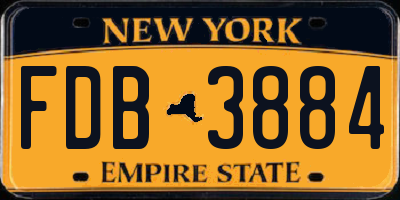 NY license plate FDB3884