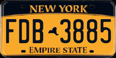 NY license plate FDB3885