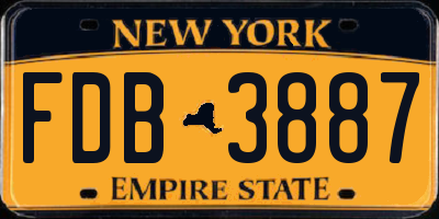 NY license plate FDB3887