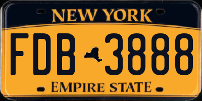 NY license plate FDB3888