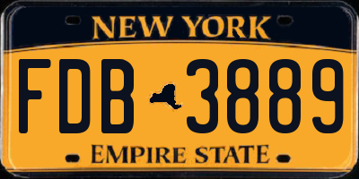 NY license plate FDB3889